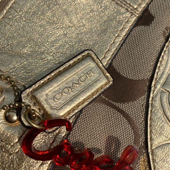 Gold Coach Tote Laura Signature Like New - Picture 5 of 8